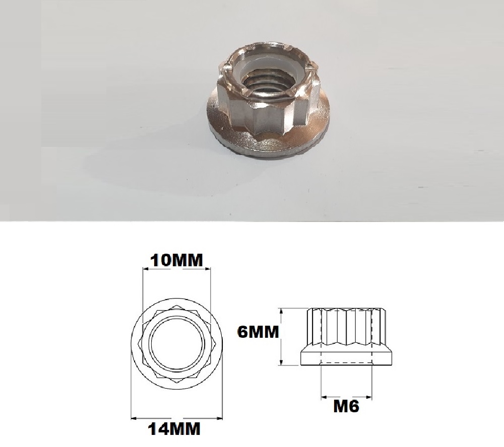 M6X1.00 THREAD PITCH TITANIUM 12 POINT NYLOCK NUT GRADE 5