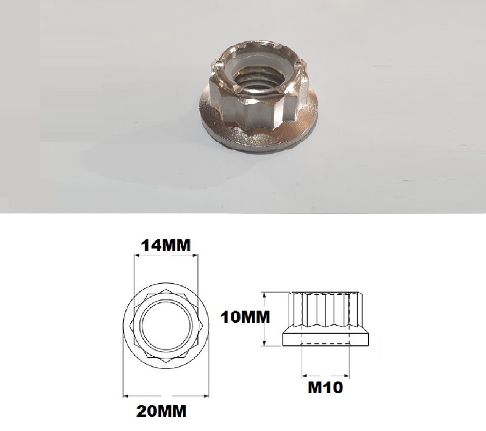 M10X1.00 THREAD PITCH TITANIUM 12 POINT NYLOCK NUT GRADE 5