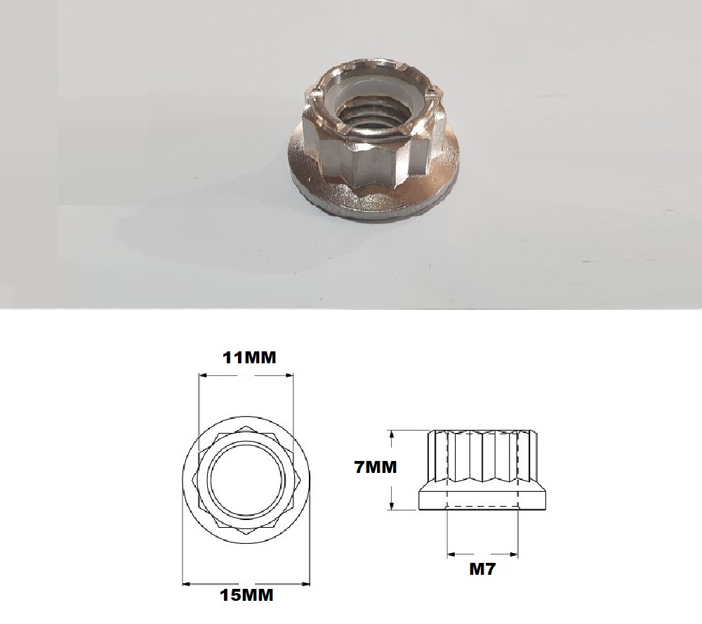 M7X1.00 THREAD PITCH TITANIUM 12 POINT NYLOCK NUT GRADE 5