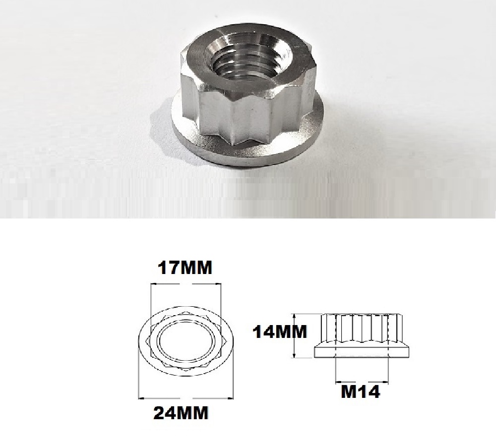 M14X1.5 THREAD PITCH TITANIUM 12 POINT NUT GRADE 5