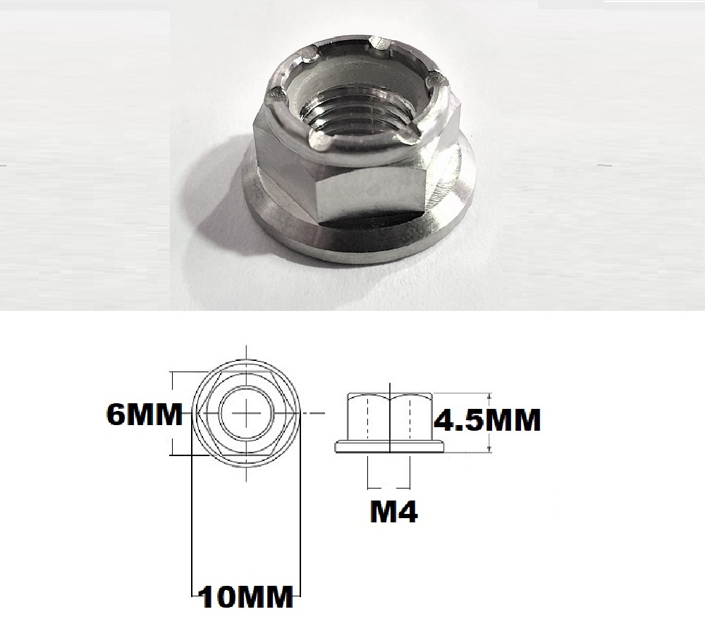 M4X0.8 THREAD PITCH TITANIUM FLANGE HEX NYLOCK NUT GRADE 5