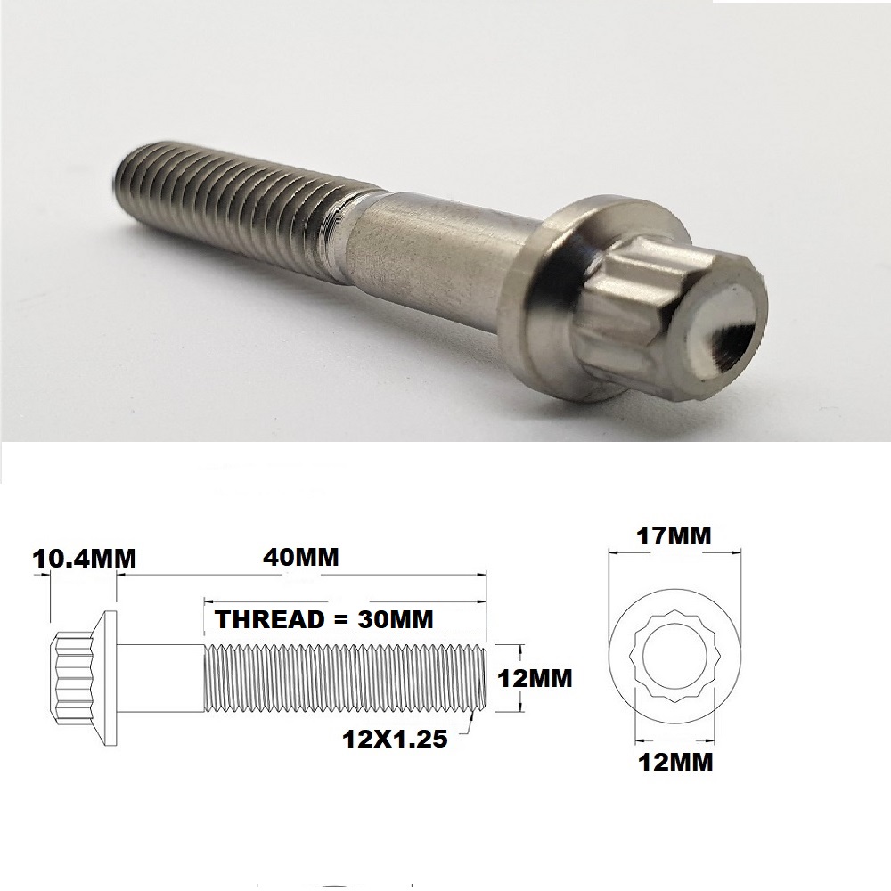 M12X40MM 1.25 THREAD PITCH TITANIUM 12 POINT FLANGE BOLT GRADE 5