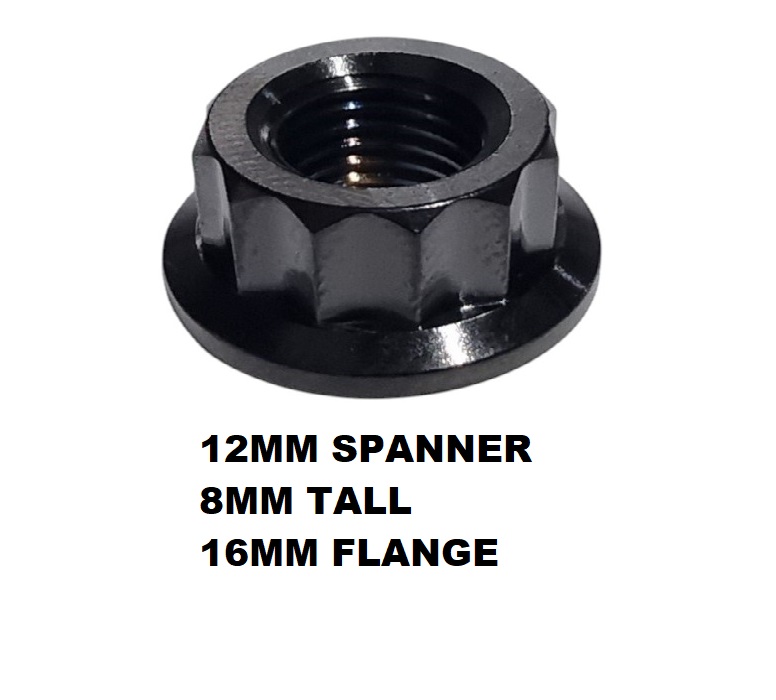 STEALTH M8X1.25 THREAD PITCH TITANIUM 12 POINT NUT GRADE 5 BLACK