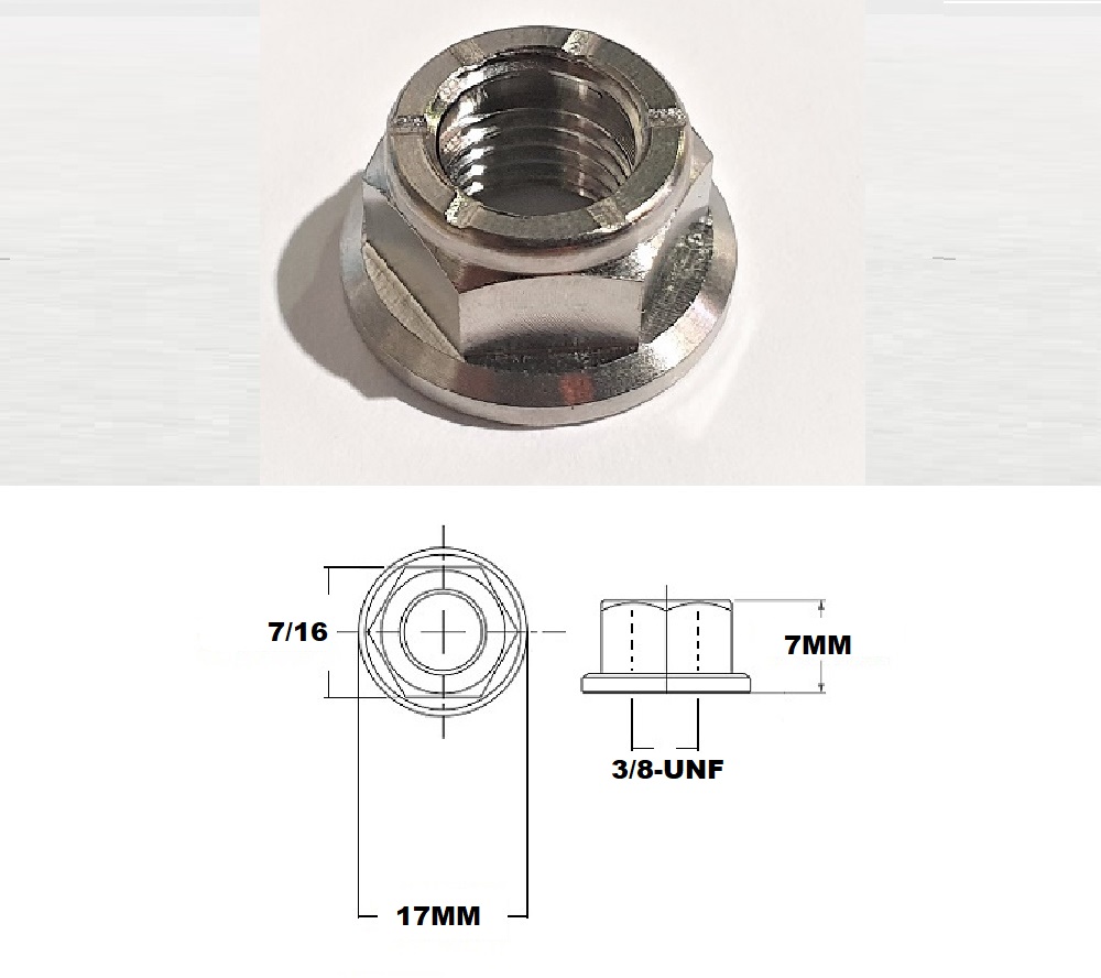 3/8-UNF THREAD PITCH TITANIUM FLANGE STEEL HEX LOCK NUT GRADE 5