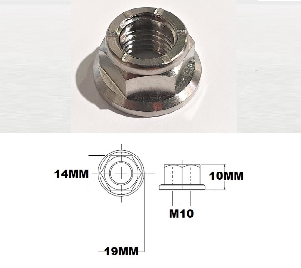 M10X1.25 THREAD PITCH TITANIUM FLANGE STEEL HEX LOCK NUT GRADE 5