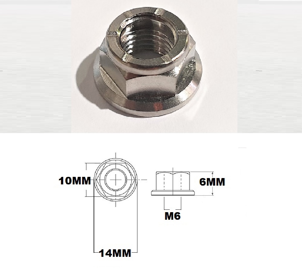 M6X1.0 THREAD PITCH TITANIUM FLANGE STEEL HEX LOCK NUT GRADE 5