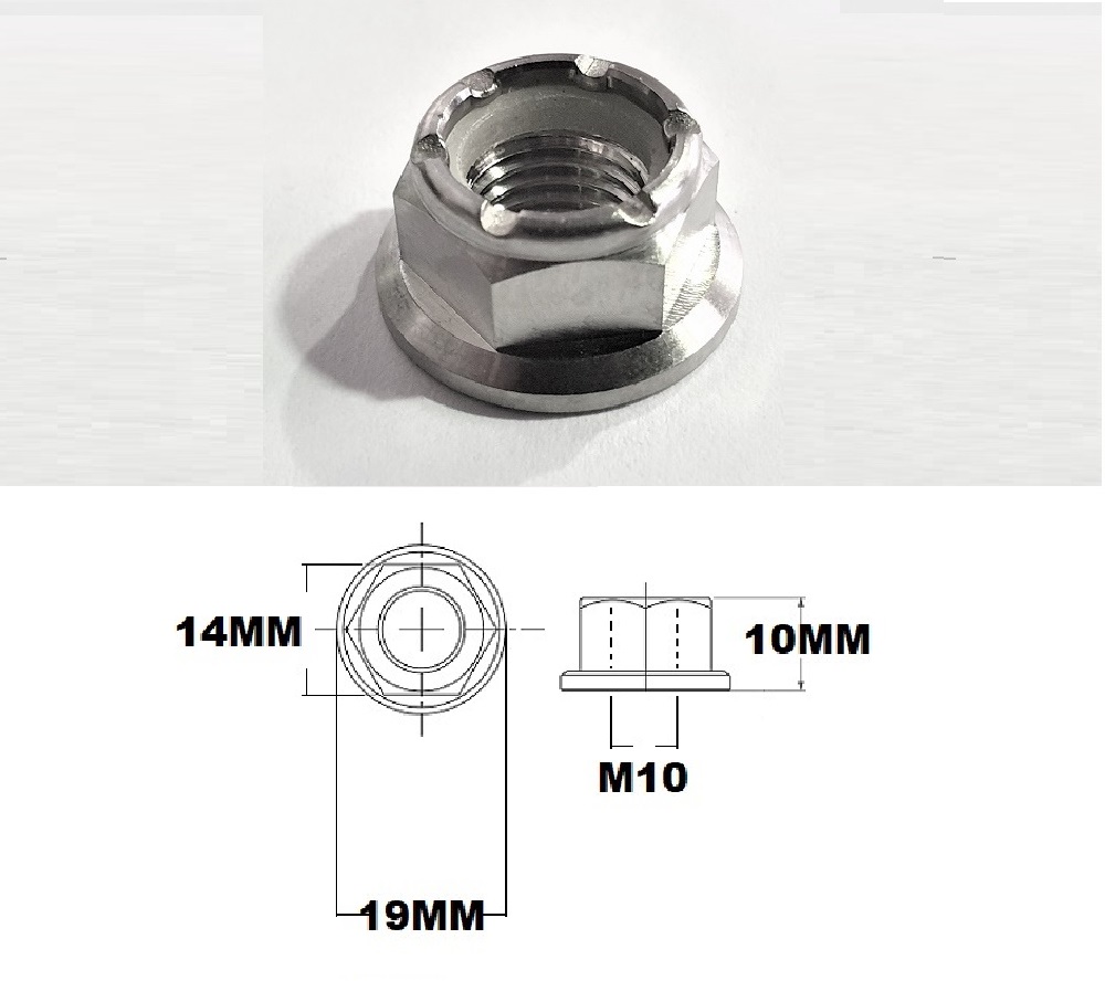 M10X1.5 THREAD PITCH TITANIUM FLANGE HEX NYLOCK NUT GRADE 5