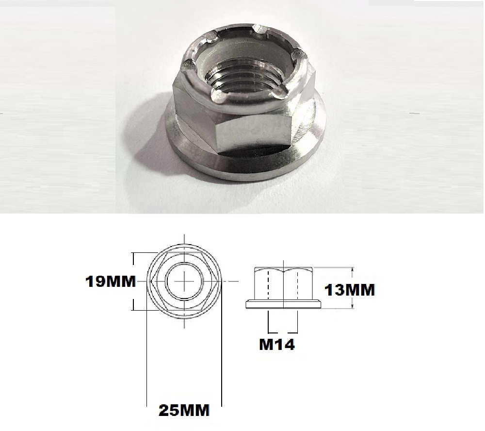 M14X1.5 THREAD PITCH TITANIUM FLANGE HEX NYLOCK NUT GRADE 5