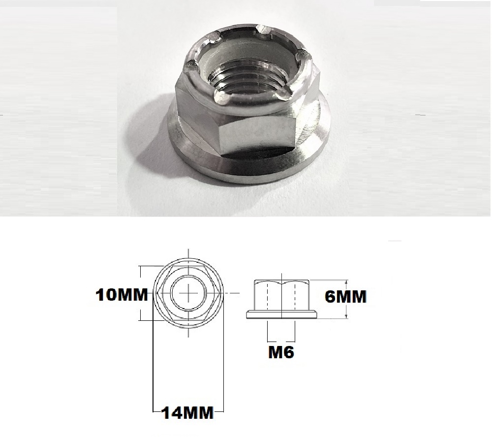 M6X1.00 THREAD PITCH TITANIUM FLANGE HEX NYLOCK NUT GRADE 5