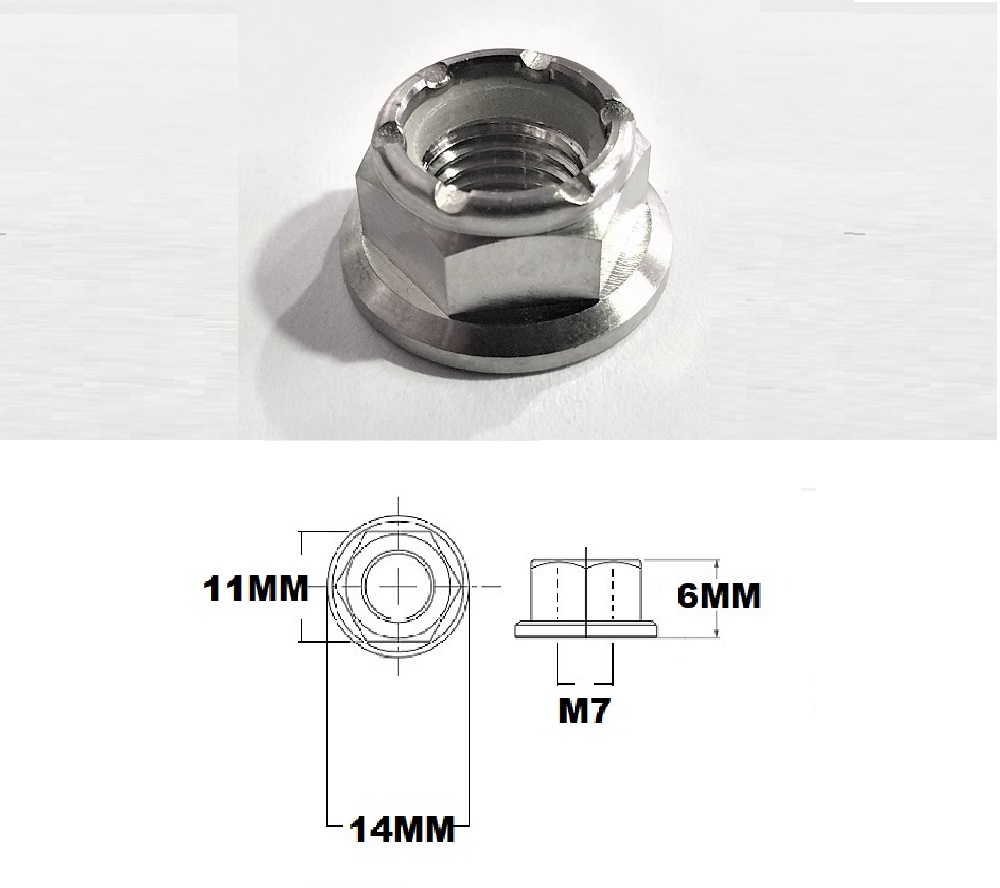 M7X1.00 THREAD PITCH TITANIUM FLANGE HEX NYLOCK NUT GRADE 5