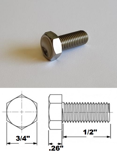 1/2 UNF X 1/2" TITANIUM HEX BOLT GRADE 5