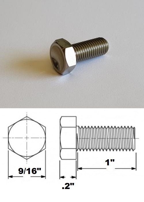 3/8 UNF X 1" TITANIUM HEX BOLT GRADE 5