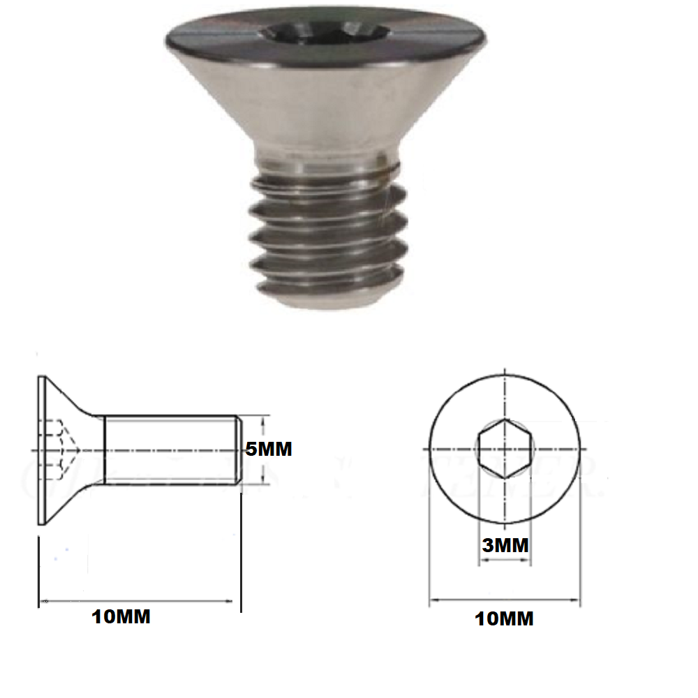 M5X10MM .8 THREAD PITCH TITANIUM COUNTERSUNK BOLT GRADE 5