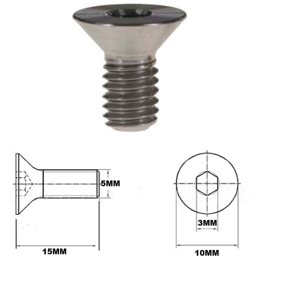 M5X15MM .8 THREAD PITCH TITANIUM COUNTERSUNK BOLT GRADE 5