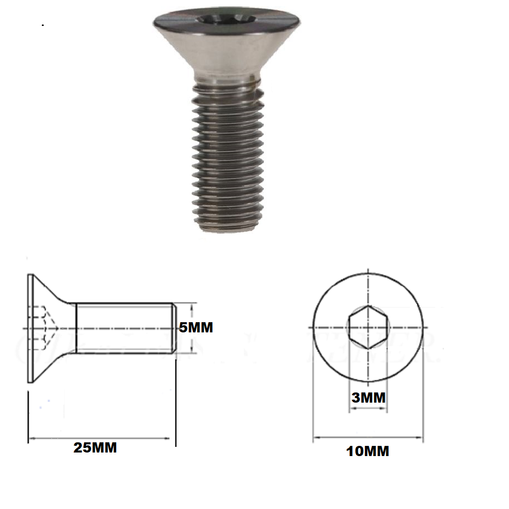 M5X25MM .8 THREAD PITCH TITANIUM COUNTERSUNK BOLT GRADE 5