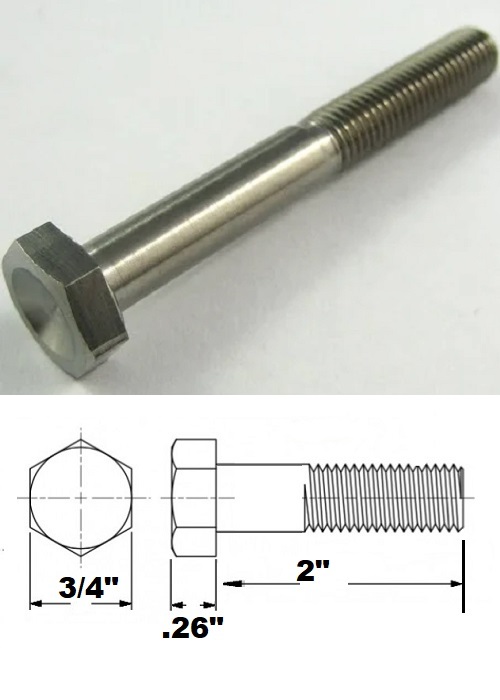 1/2 UNF X 2" TITANIUM HEX BOLT GRADE 5