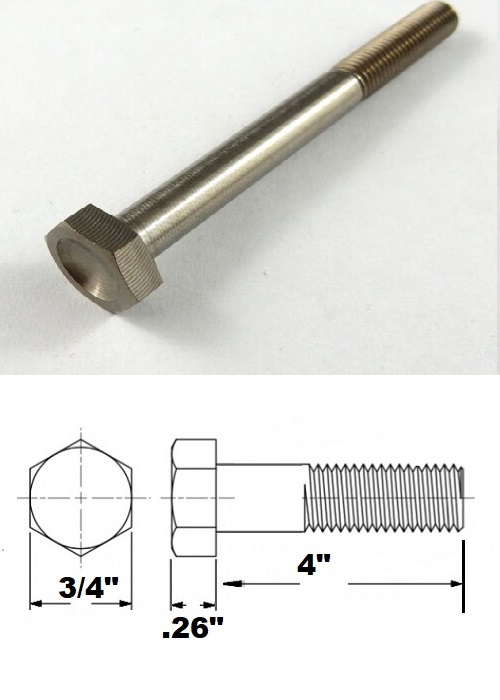 1/2 UNF X 4" TITANIUM HEX BOLT GRADE 5