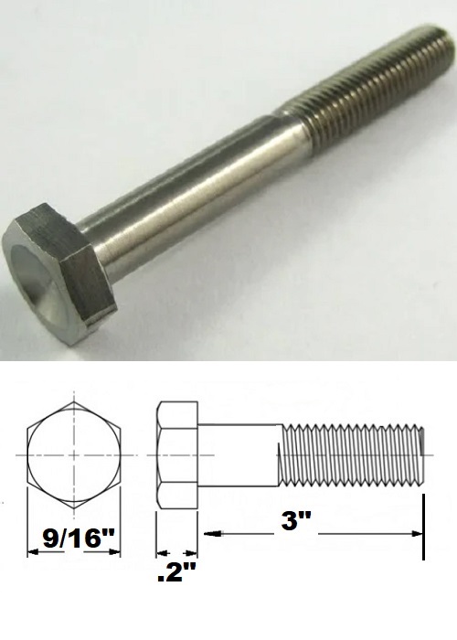3/8 UNF X 3" TITANIUM HEX BOLT GRADE 5