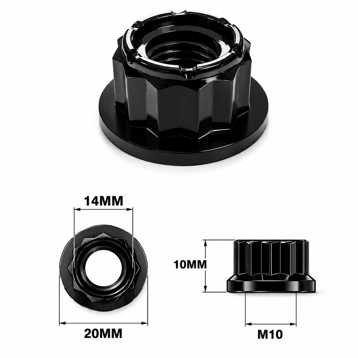 STEALTH M10X1.25 THREAD TITANIUM BLACK 12 PT NYLOCK NUT GRADE 5