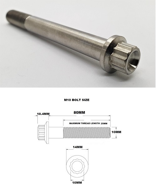 M10X80MM 1.25 THREAD PITCH TITANIUM 12 POINT FLANGE BOLT GRADE 5