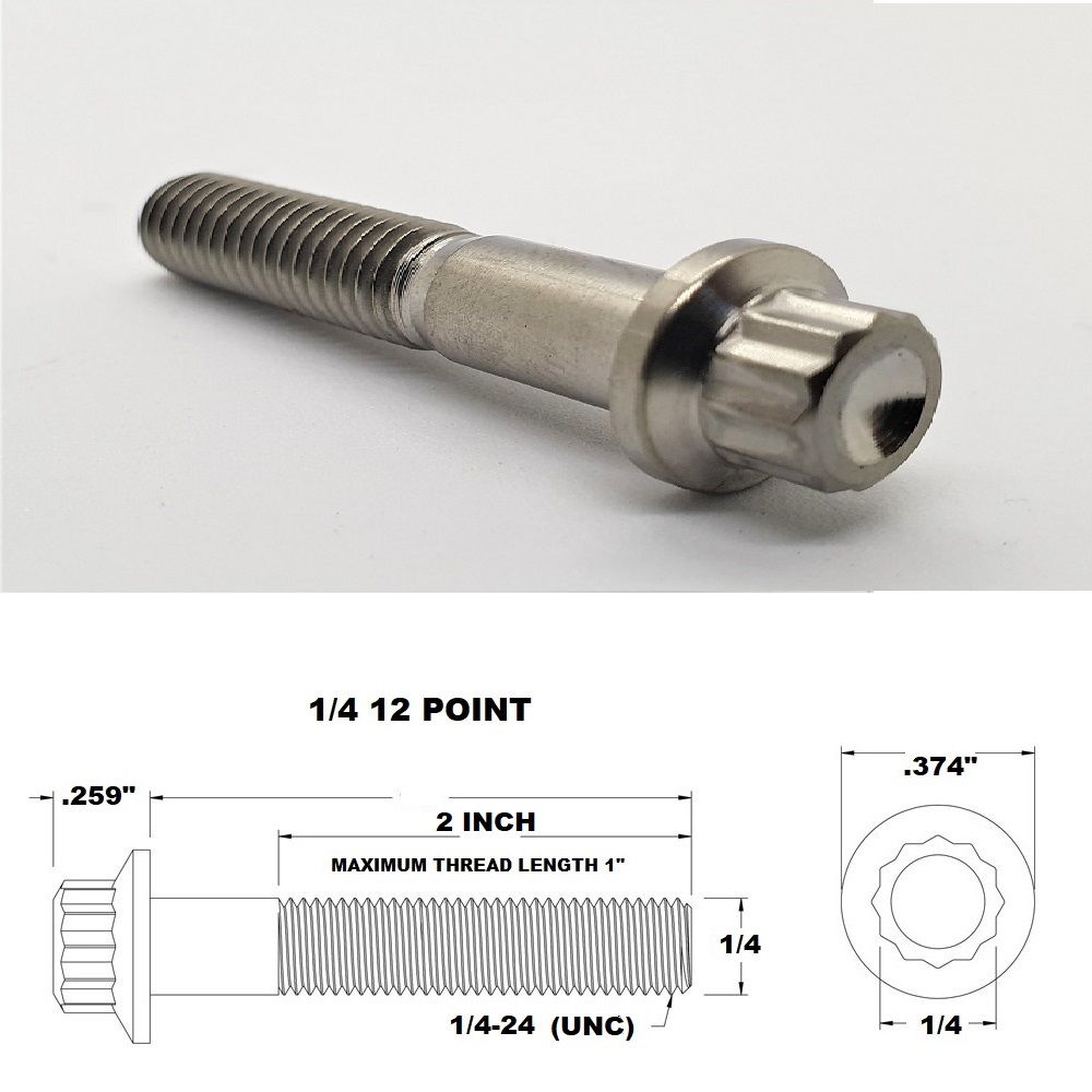 1/4 UNC X 1 3/4" TITANIUM 12 POINT BOLT GRADE 5