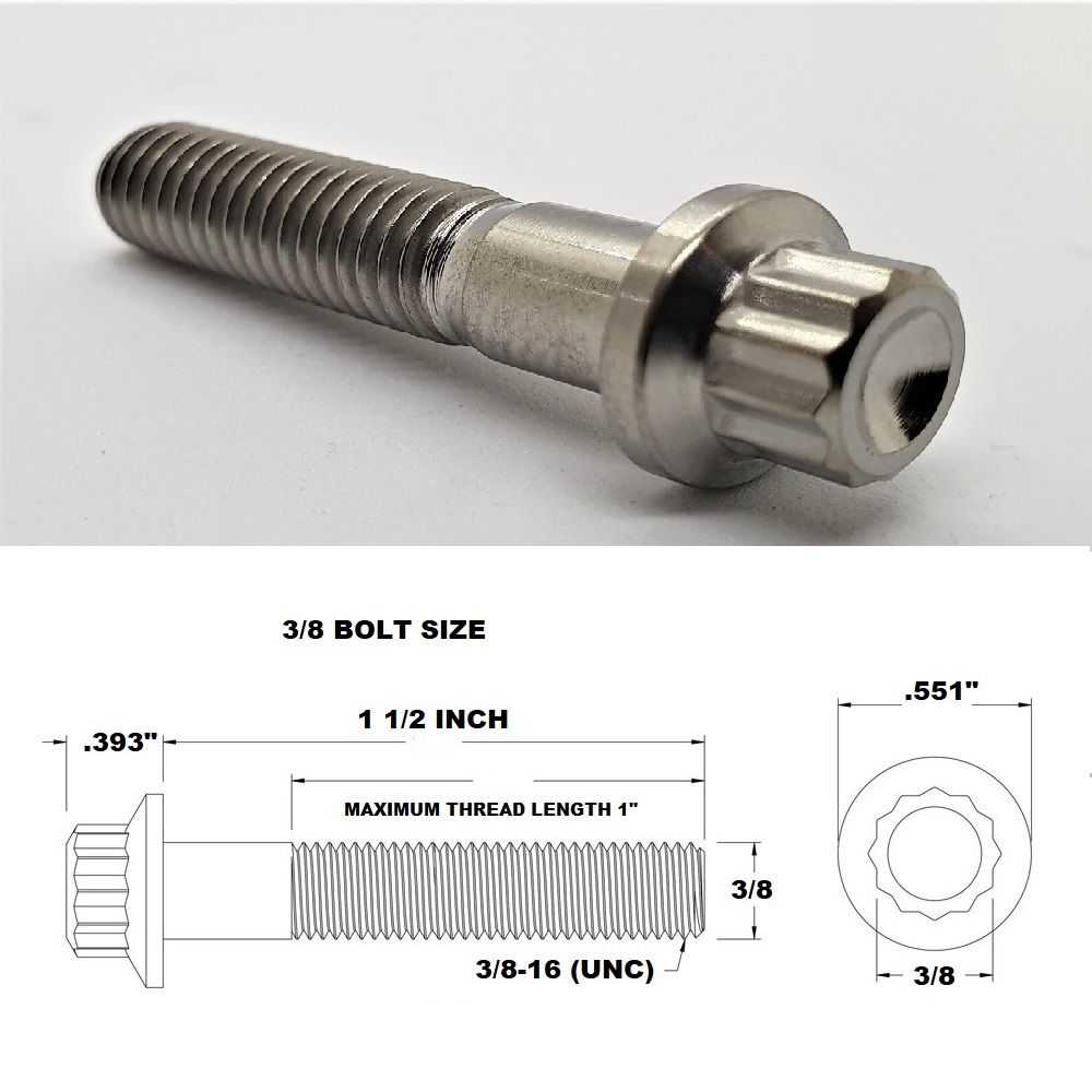 3/8 UNC X 1 1/2" TITANIUM 12 POINT BOLT GRADE 5