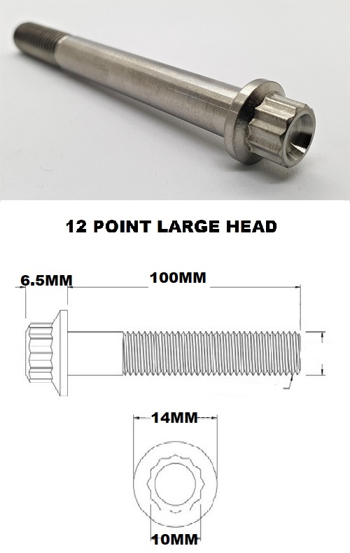 M8X100MM 1.25 LARGE HEAD TITANIUM 12 POINT FLANGED BOLT GRADE 5