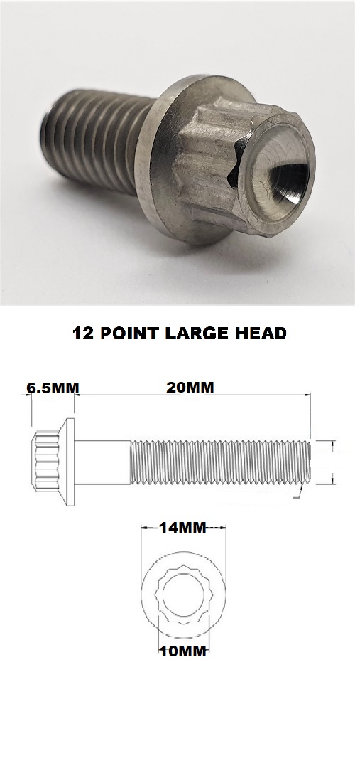 M8X20MM 1.25 LARGE HEAD 12 POINT FLANGED BOLT GRADE 5