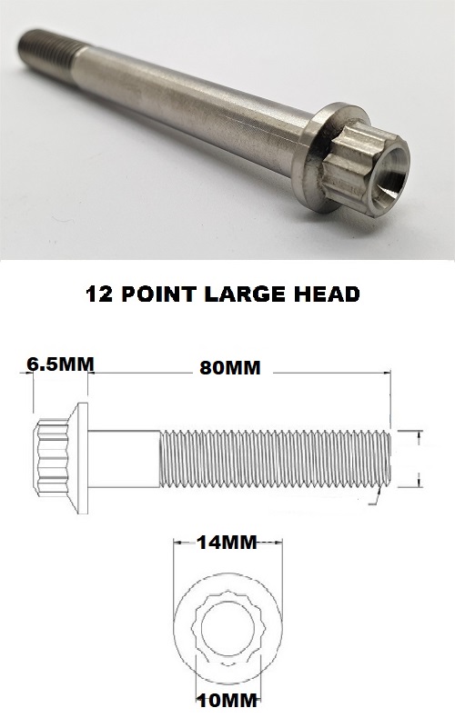 M8X80MM 1.25 LARGE HEAD TITANIUM 12 POINT FLANGED BOLT GRADE 5