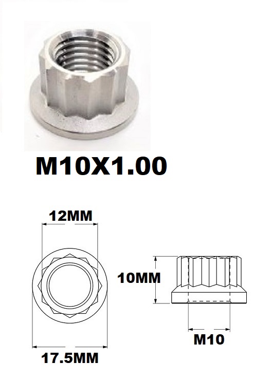 M10X1.00 THREAD PITCH TITANIUM 12 POINT NUT GRADE 5 SMALL