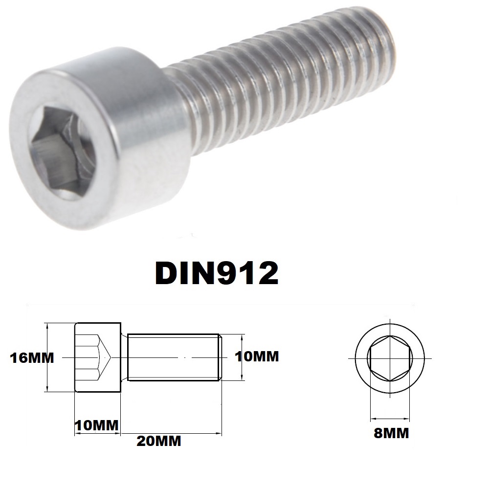 M10X20MM 1.25 THREAD PITCH TITANIUM ALLEN HEAD BOLT GRADE 5