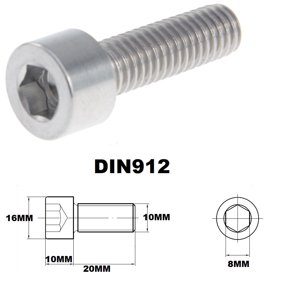 M10X20MM 1.5 THREAD PITCH TITANIUM ALLEN HEAD BOLT GRADE 5