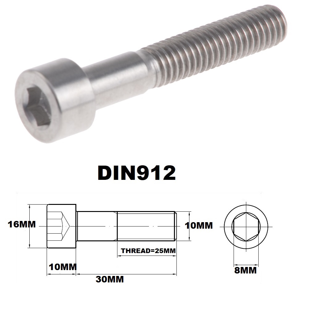 M10X30MM 1.25 THREAD PITCH TITANIUM ALLEN HEAD BOLT GRADE 5