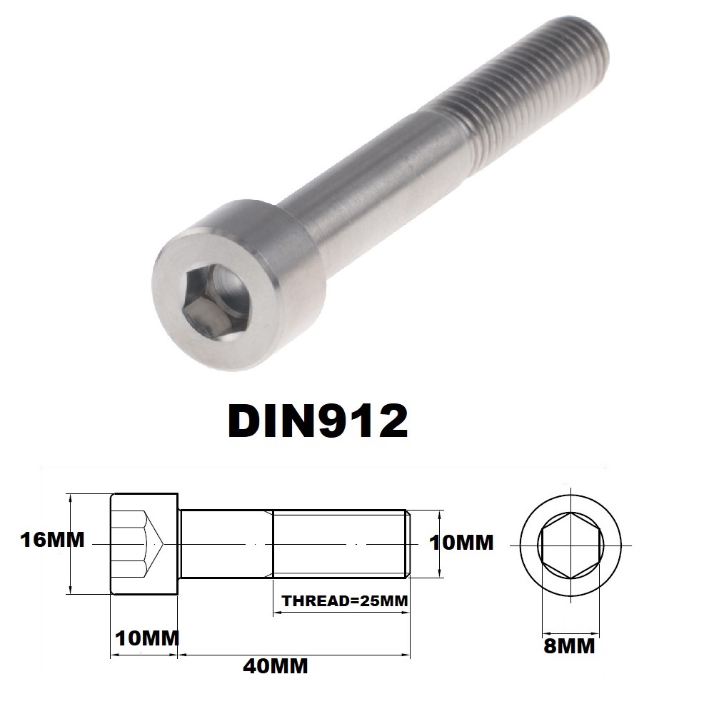 M10X40MM 1.25 THREAD PITCH TITANIUM ALLEN HEAD BOLT GRADE 5