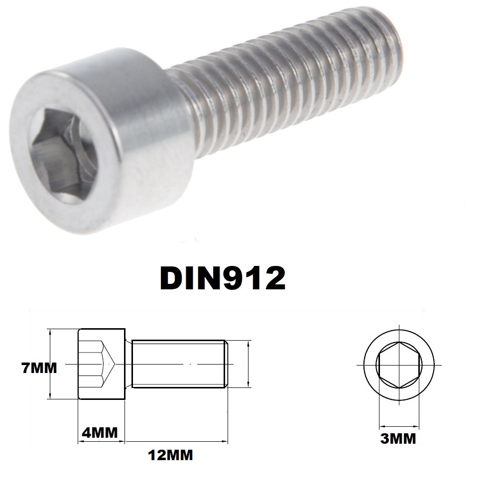 M4X12MM 0.7 THREAD PITCH TITANIUM ALLEN HEAD BOLT GRADE 5