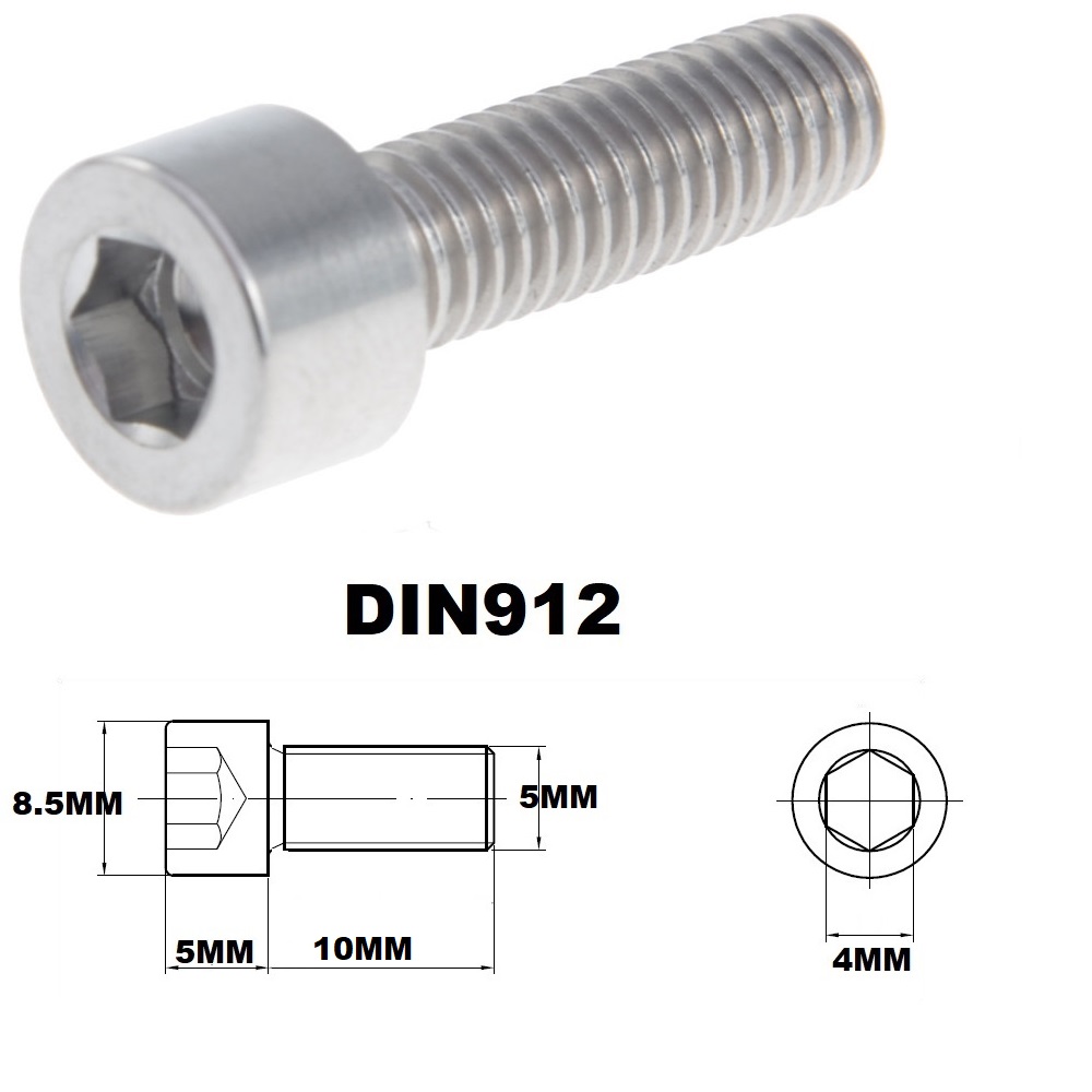 M5X10MM .8 THREAD PITCH TITANIUM ALLEN HEAD BOLT GRADE 5