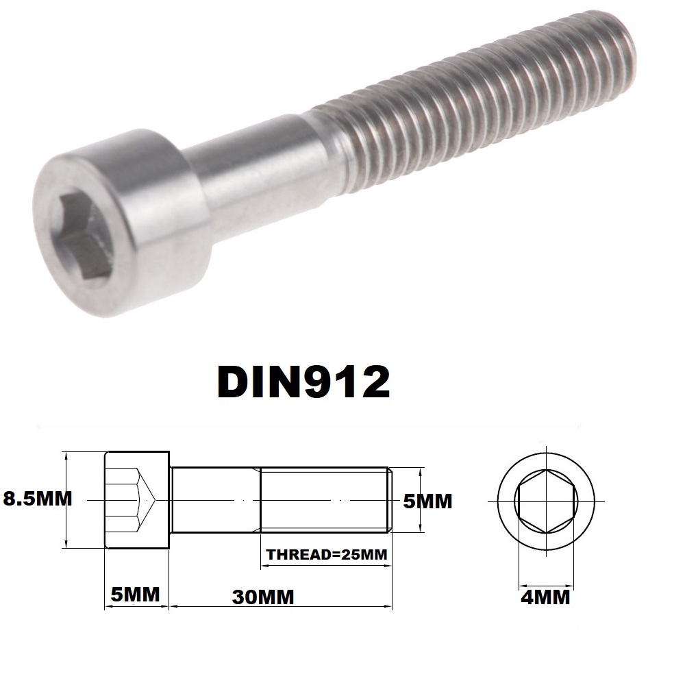 M5X30MM .8 THREAD PITCH TITANIUM ALLEN HEAD BOLT GRADE 5