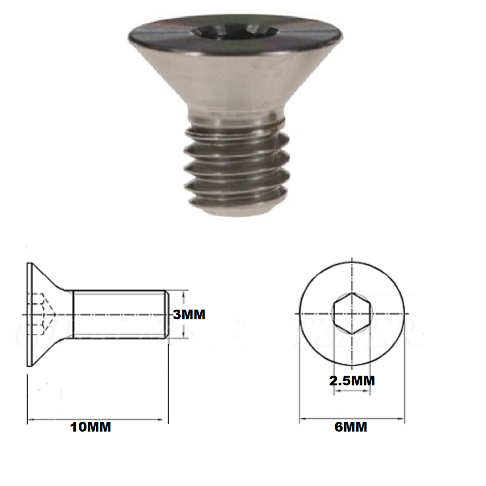 M3X10MM .5 THREAD PITCH TITANIUM COUNTERSUNK BOLT GRADE 5