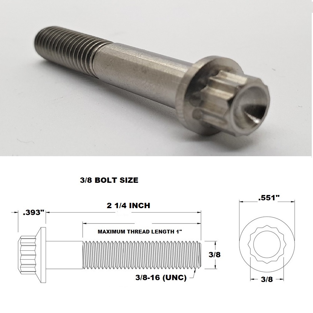 3/8 UNC X 2 1/4" TITANIUM 12 POINT BOLT GRADE 5