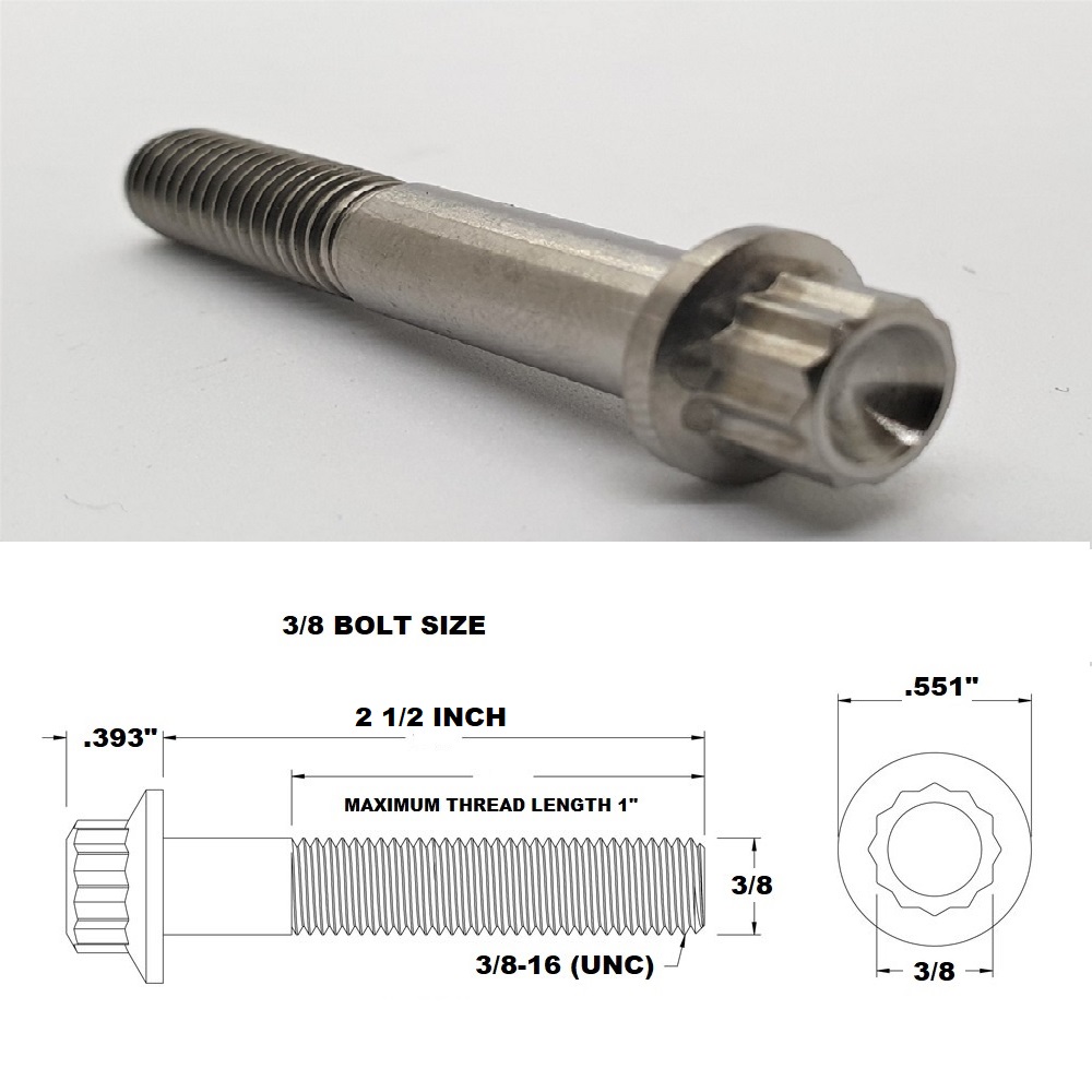 3/8 UNC X 2 1/2" TITANIUM 12 POINT BOLT GRADE 5