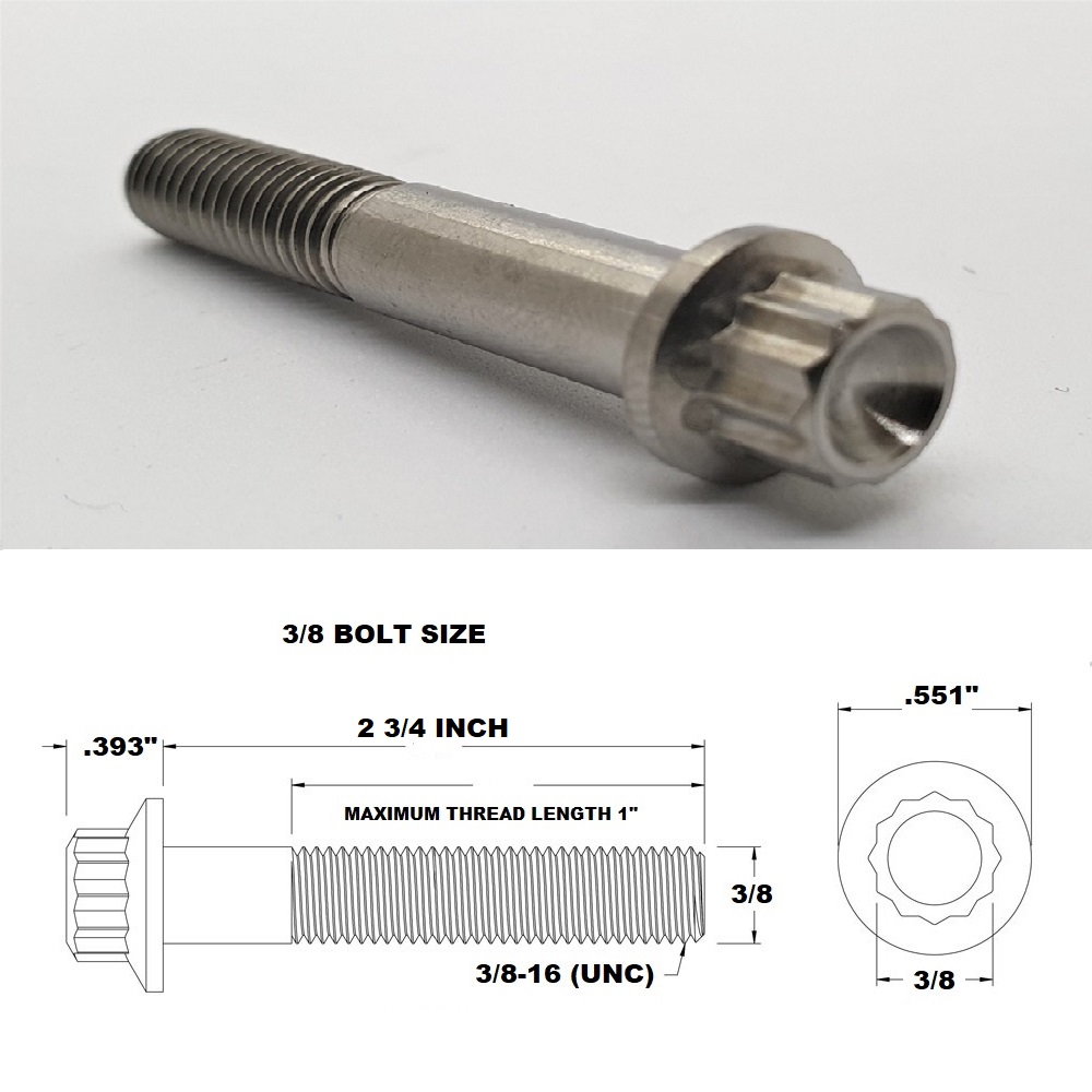 3/8 UNC X 2 3/4" TITANIUM 12 POINT BOLT GRADE 5