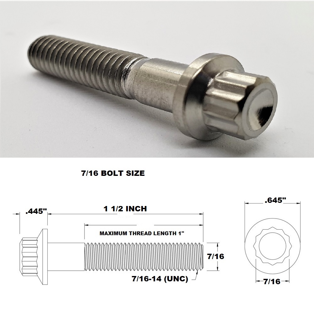 7/16 UNC X 1 1/2" TITANIUM 12 POINT BOLT GRADE 5