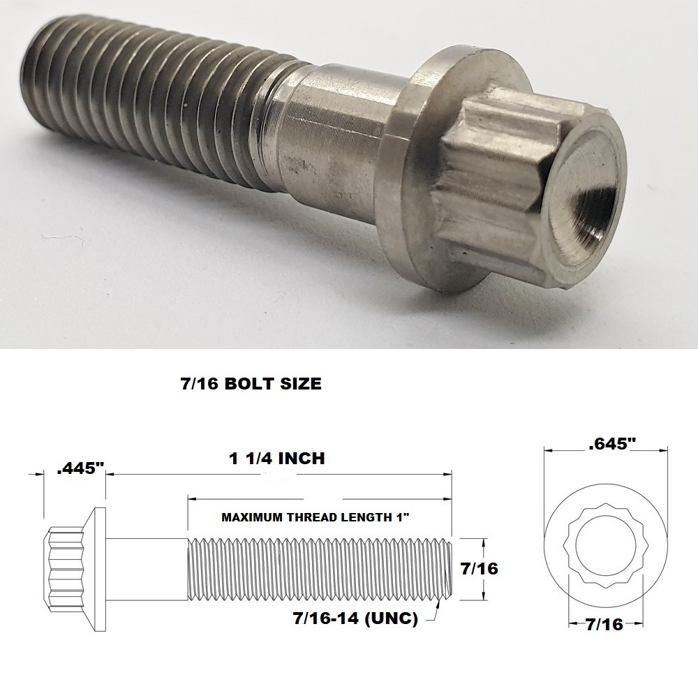 7/16 UNC X 1 1/4" TITANIUM 12 POINT BOLT GRADE 5