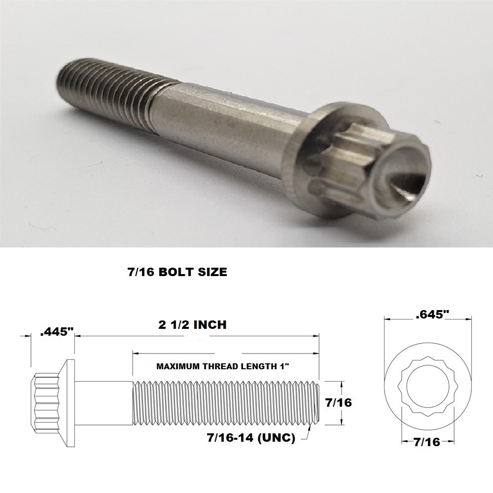 7/16 UNC X 2 1/2" TITANIUM 12 POINT BOLT GRADE 5