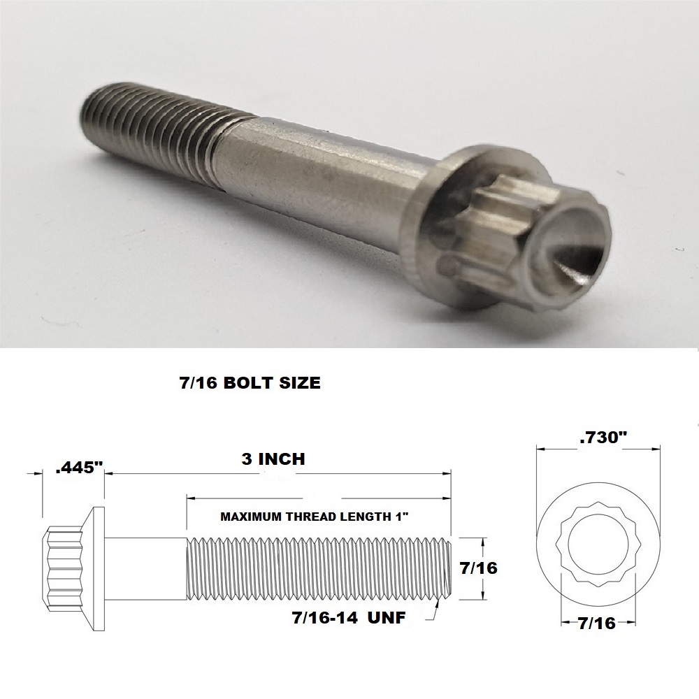 7/16 UNC X 3" TITANIUM 12 POINT BOLT GRADE 5