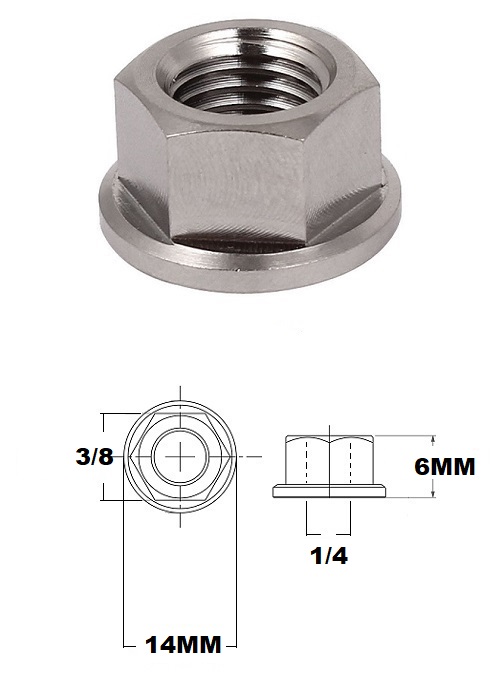 1/4 UNF TITANIUM FLANGE HEX NUT GRADE 5