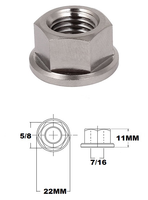 7/16 UNC TITANIUM FLANGE HEX NUT GRADE 5