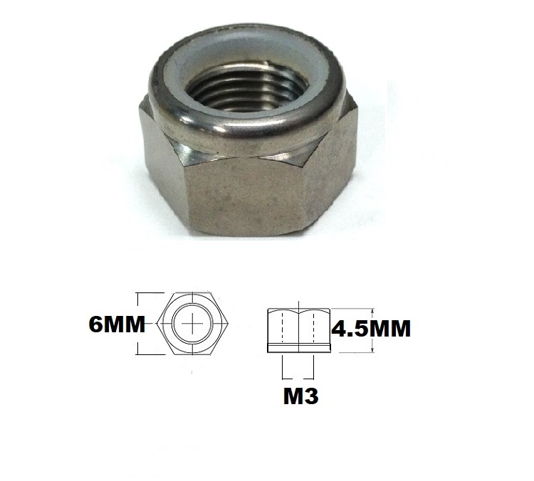 M3X0.5 THREAD PITCH TITANIUM HEX NYLOCK NUT GRADE 5