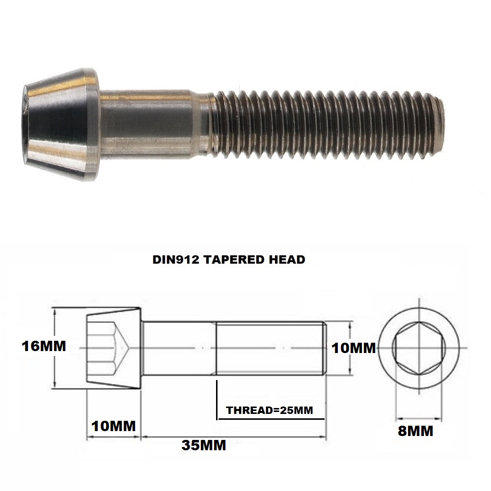 TITANIUM M10 X 35MM X 1.25 TAPERED ALLEN HEAD BOLT - Click Image to Close